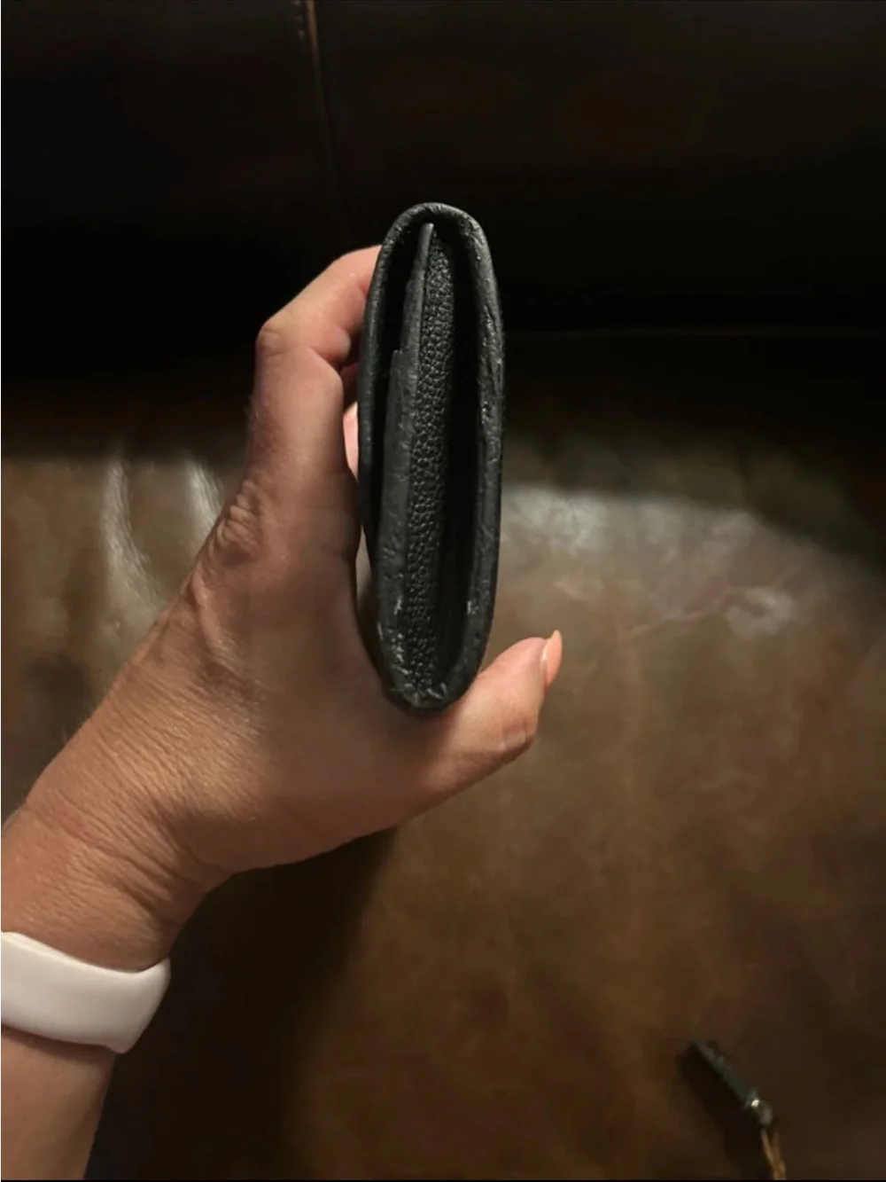 Louis Vuitton Black Monogram Embossed Wallet and Zip Pouch Set